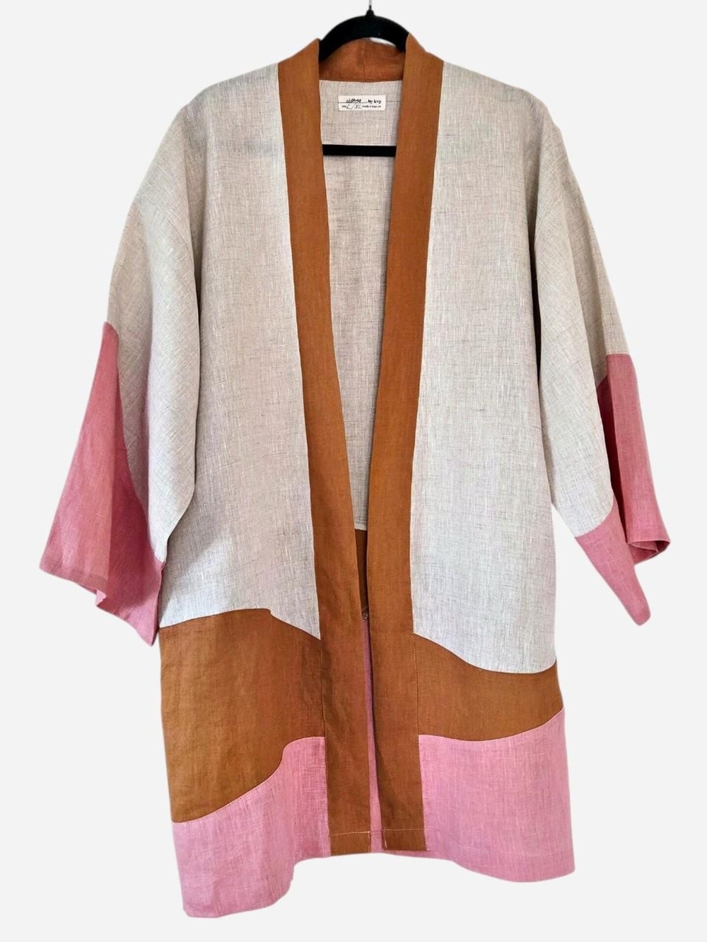 By KVP Sunset Robe color block linen kimono style Size L/XL